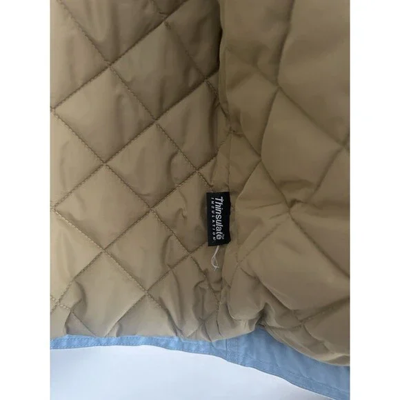 Vintage LL Bean Baby Blue Quilted Lined Barn Chore Coat Canvas Field Jacket M - Picture 4 of 11